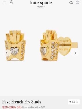 kate spade gold crystal French Fry Stud Earrings